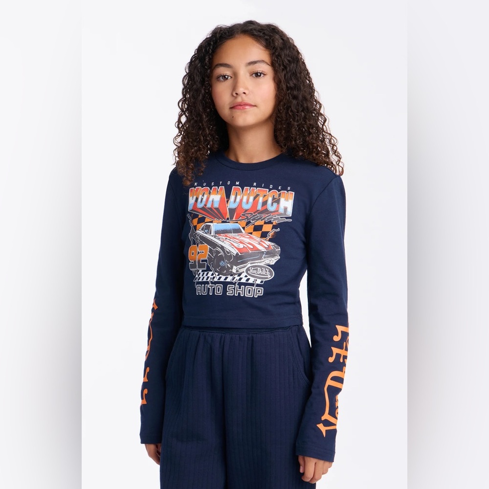 🆕 Von Dutch Unisex Kids Size 14/16 Long Sleeve Shirt